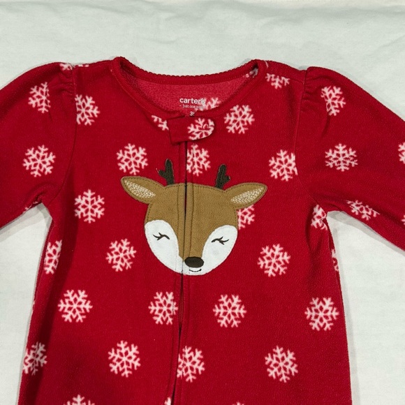 ❤️4 for $20 ❤️ Carter's Girls Snowflake Fleece Zip Footed Sleeper Pajamas Sz 3T - Picture 3 of 14